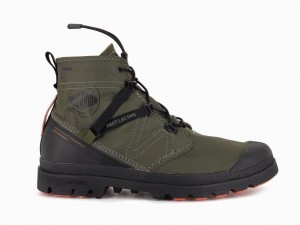 Kozaki Palladium Pampa Travel Lite+ Waterproof Dziecięce Oliwkowe | SUI471936