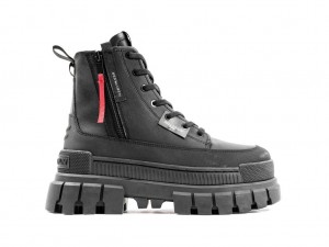 Kozaki Palladium Revolt Boot Zip Leather Damskie Czarne Czarne | EWB289316