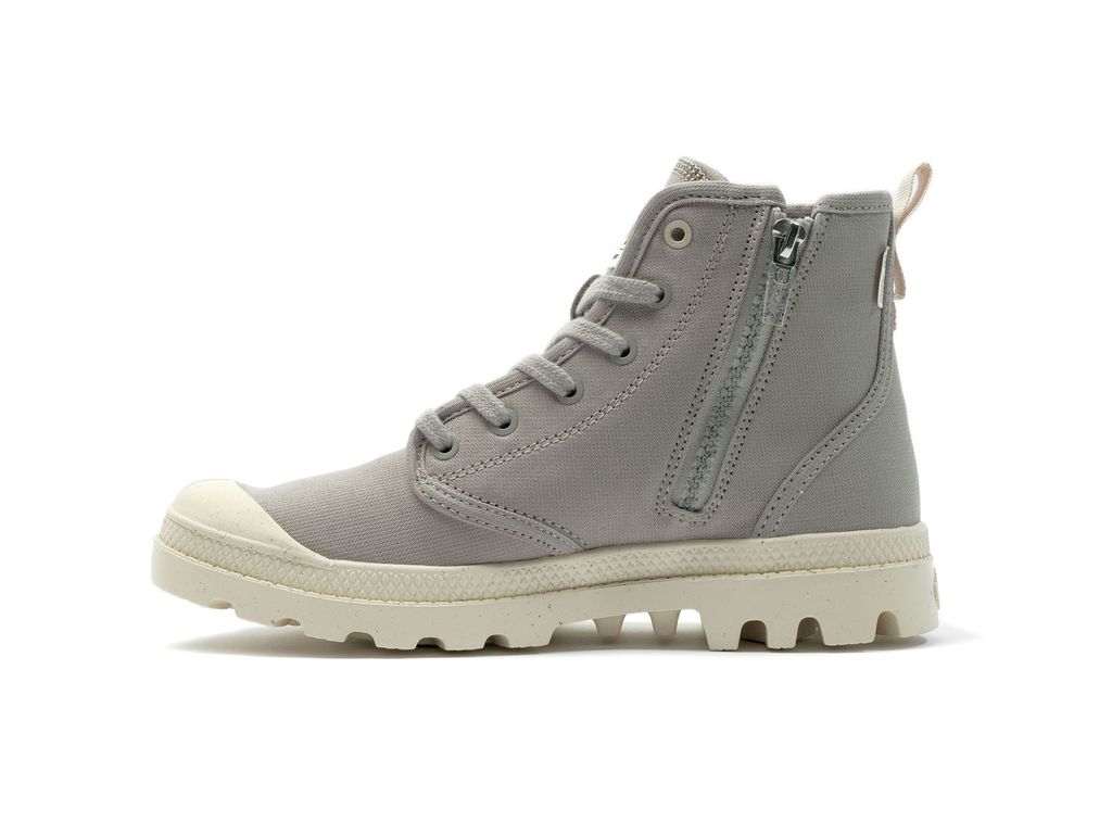 Kozaki Palladium Pampa Hi Zip Organic Dziecięce Szare | BNU679230