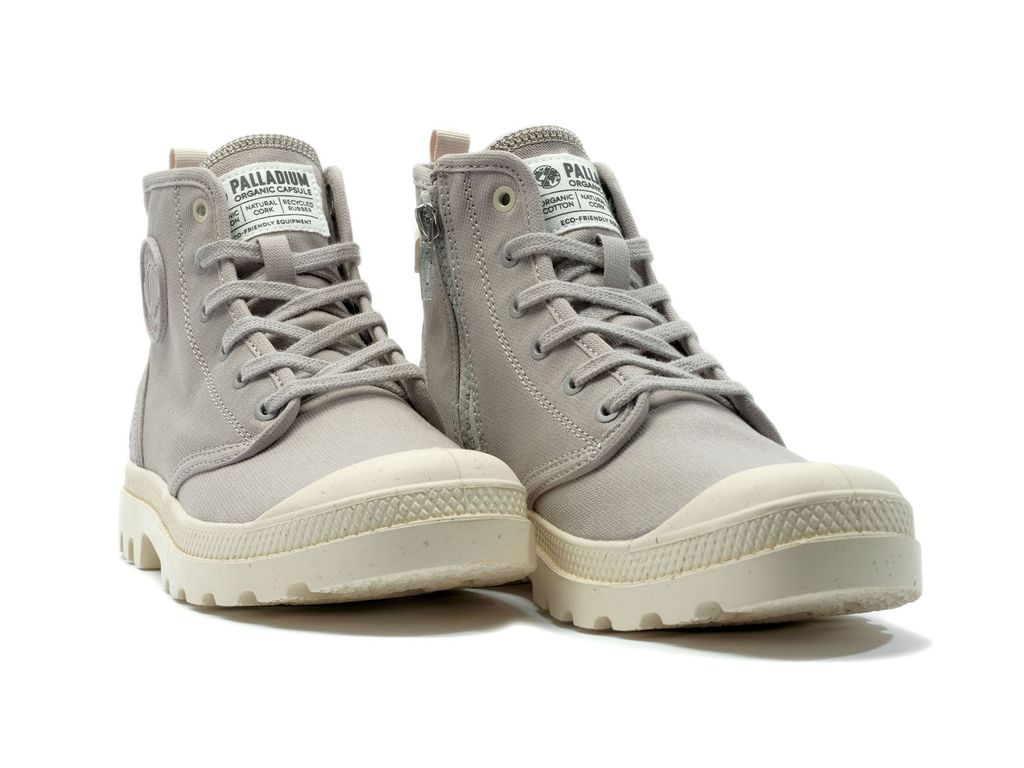 Kozaki Palladium Pampa Hi Zip Organic Dziecięce Szare | BNU679230