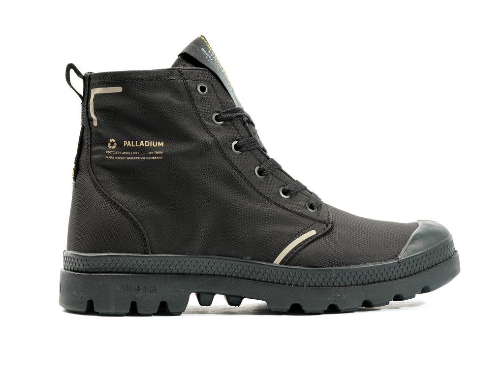 Kozaki Palladium Pampa Lite+ Recycle Wp+ Dziecięce Czarne Czarne | QVD536279