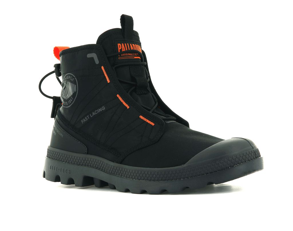 Kozaki Palladium Pampa Travel Lite Dziecięce Czarne Czarne | IRQ376849